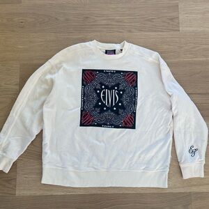 Scotch & Soda Elvis XL Graphic Sweatshirt Pullover Cream Rock Biker Music Street